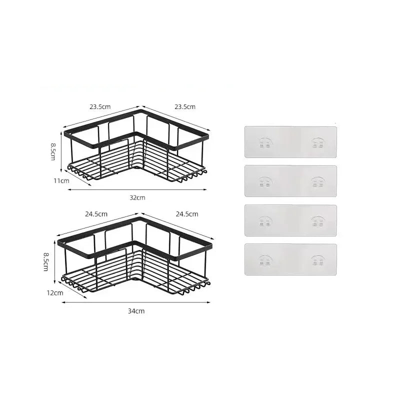 Black Wall-Mounted Bathroom Triangle Storage Rack